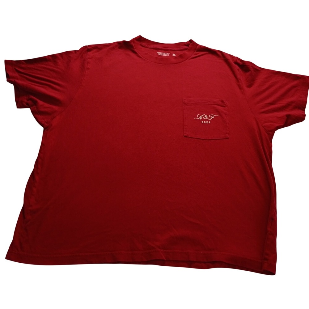 Abercrombie & Fitch T-Shirt Men's Soft Essentials Pocket Tee XXL Red 2024 Logo